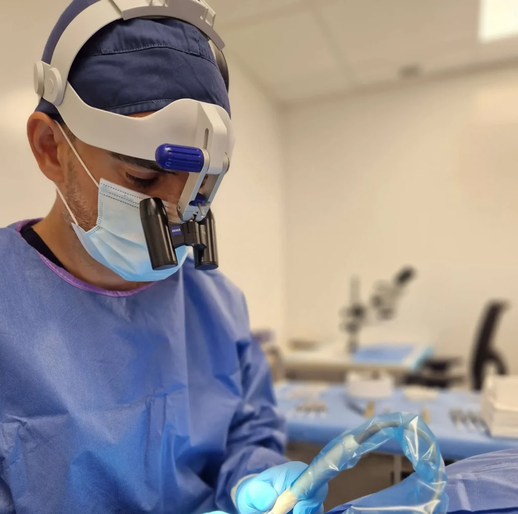 Dr Bonaros performing FUE hair transplant surgery