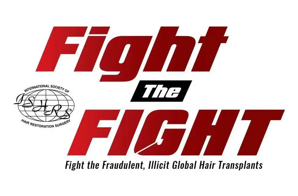 ISHRS Fight the Fight campaign logo against illicit hair transplants